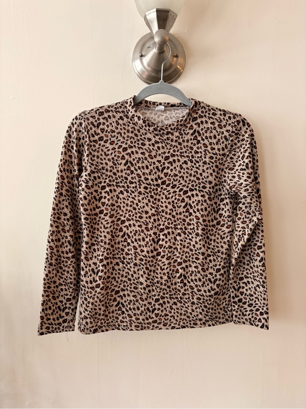 Vintage Leopard Cheetah Print Long Sleeve Top - Size Small